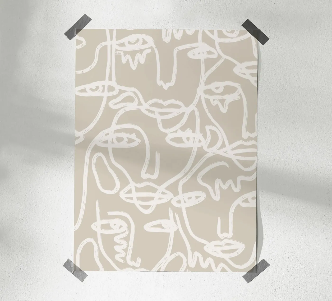 Beige Faces poster de ni-ja artboutique