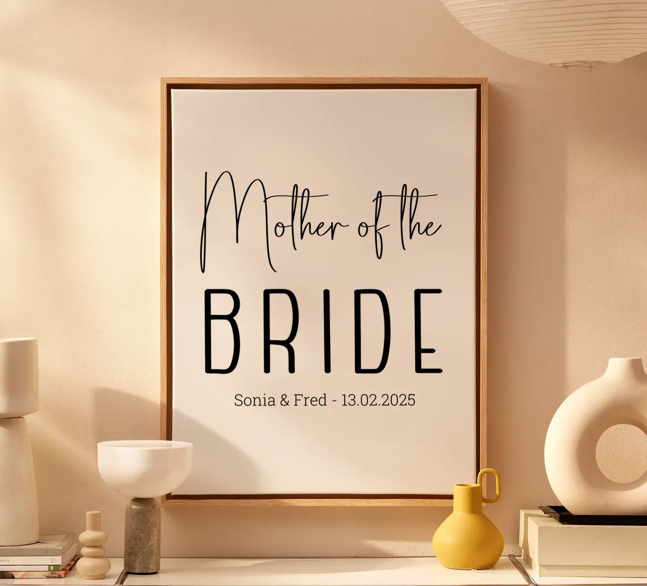 Gepersonaliseerd bruidsmoedercadeau op maat canvas met Baklijst van Personalized Art
