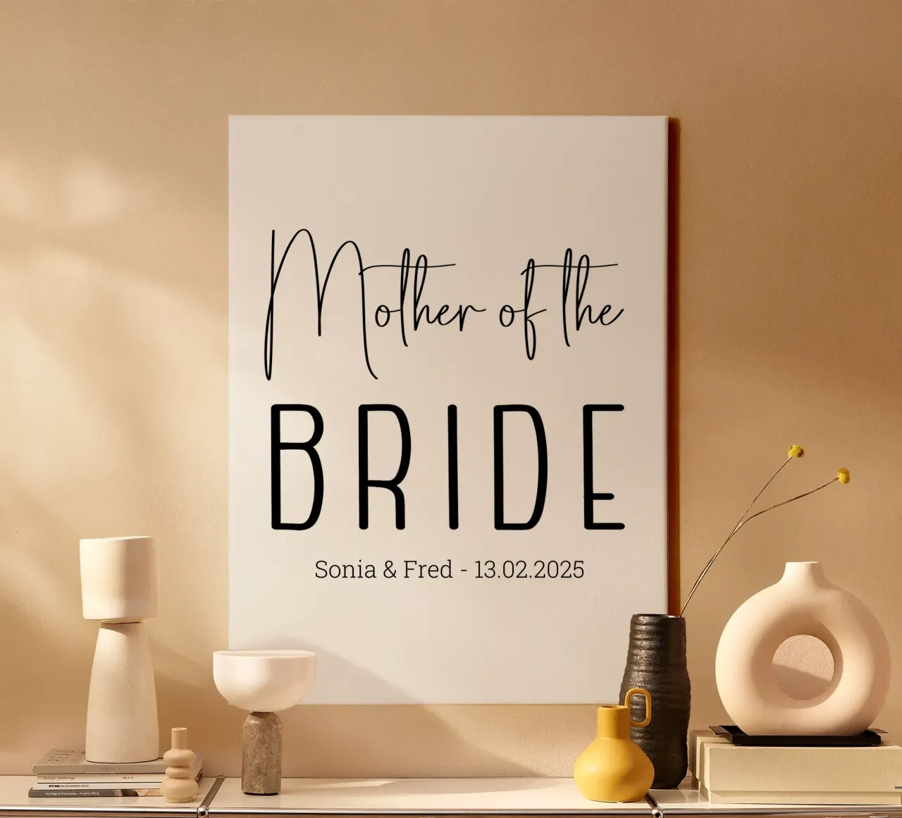 Gepersonaliseerd bruidsmoedercadeau op maat canvas met Baklijst van Personalized Art