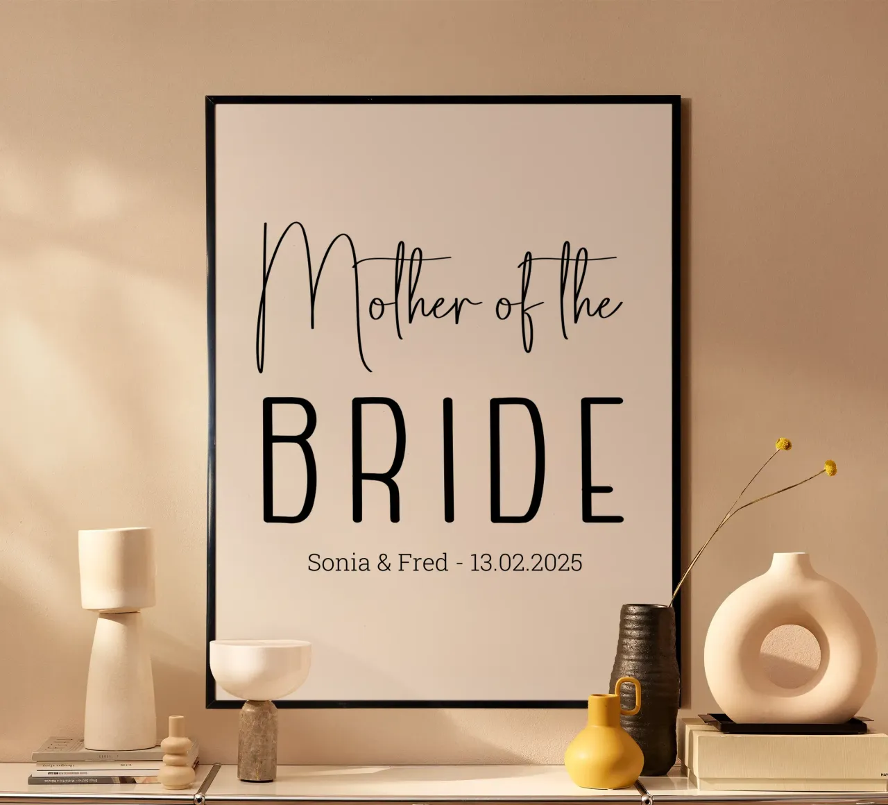 Gepersonaliseerd bruidsmoedercadeau op maat poster met aluminium frame van Personalized Art