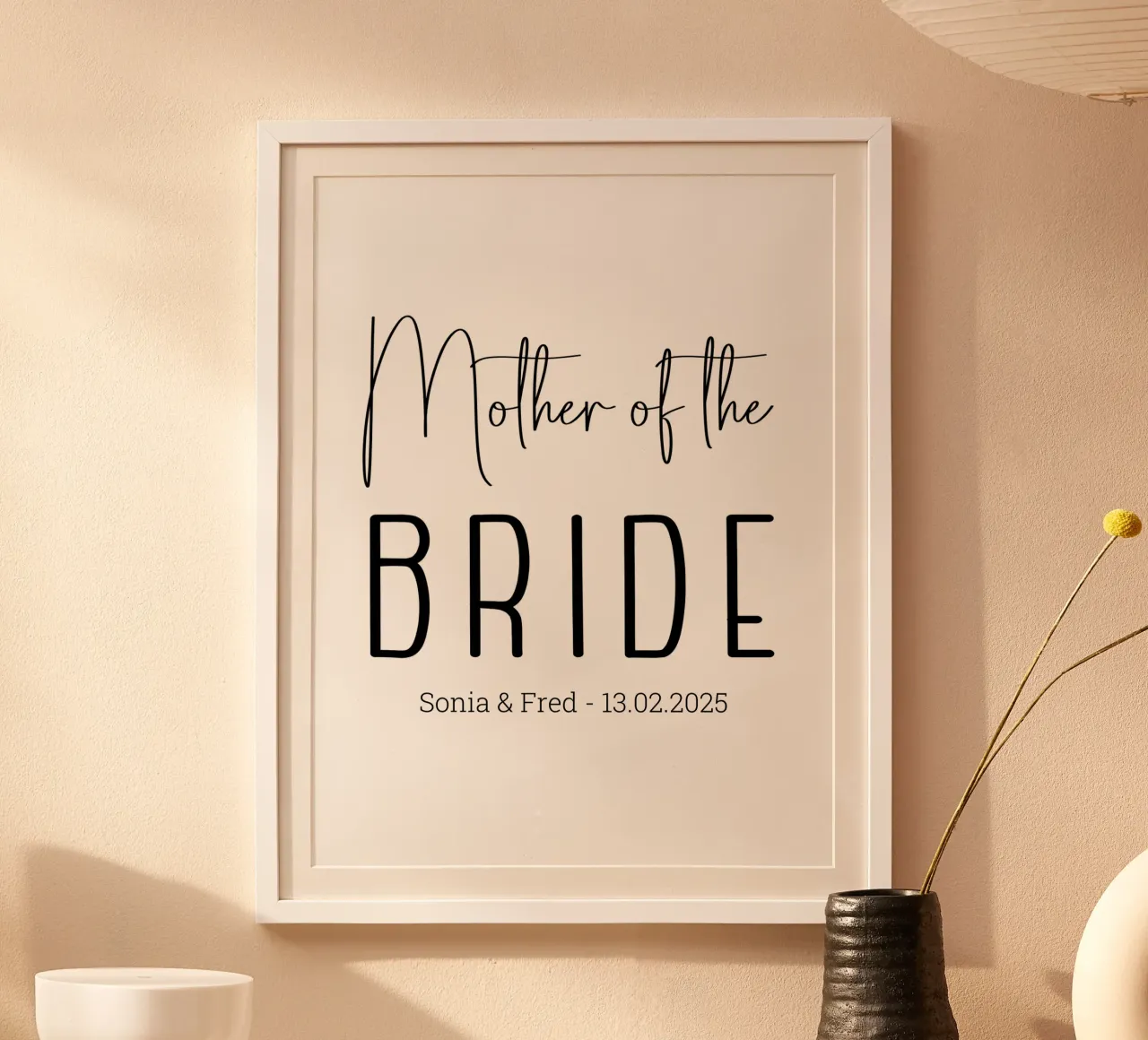 Gepersonaliseerd bruidsmoedercadeau op maat poster met aluminium frame van Personalized Art