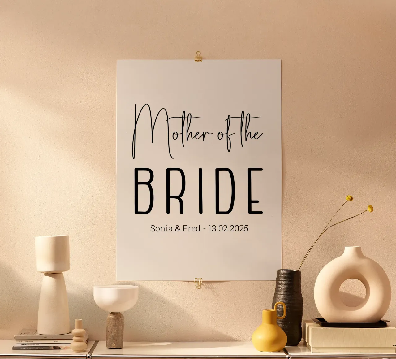 Gepersonaliseerd bruidsmoedercadeau op maat poster met aluminium frame van Personalized Art