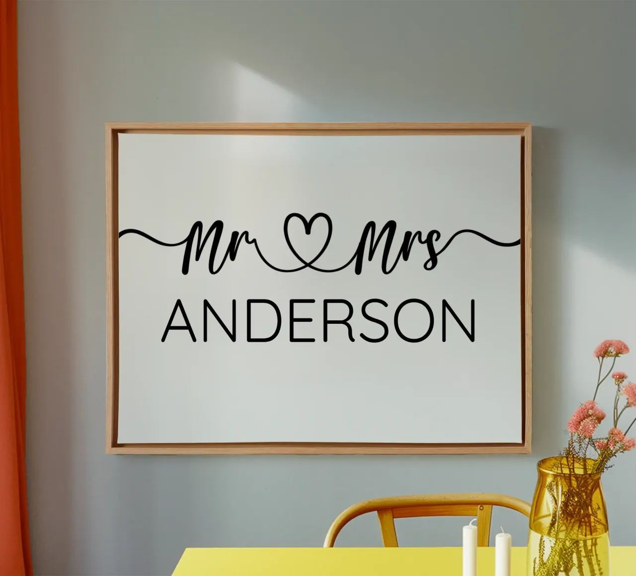 Signor e signora personalizzato Nome di famiglia Anniversario di matrimonio tela con Cornice a cassetta da Personalized Art