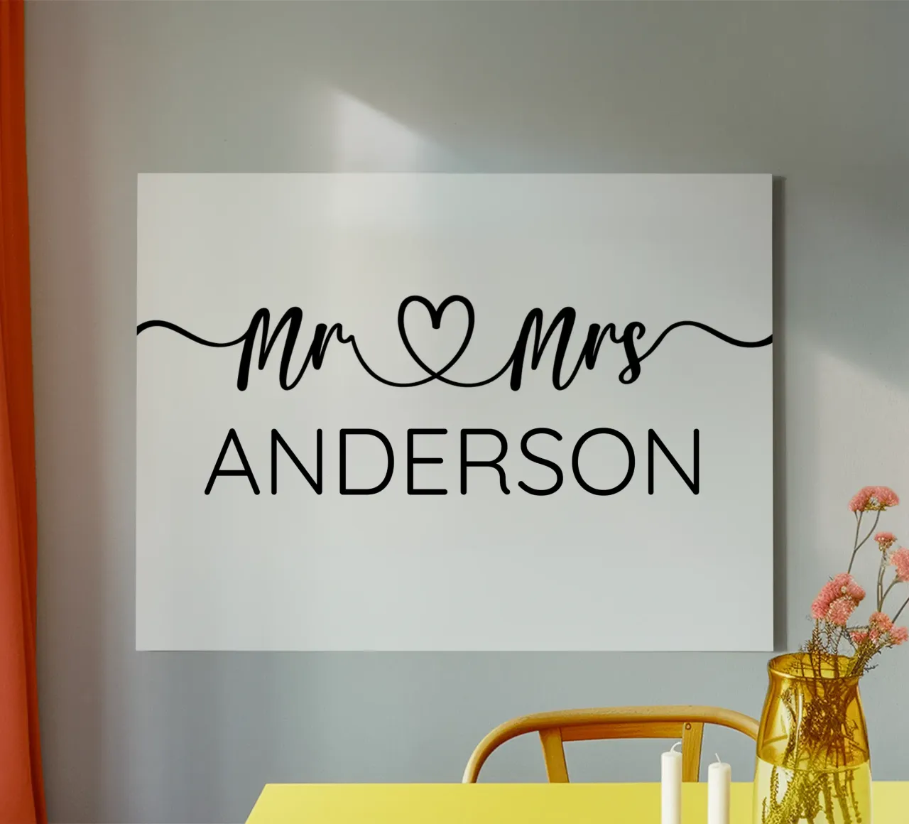 Signor e signora personalizzato Nome di famiglia Anniversario di matrimonio tela con Cornice a cassetta da Personalized Art