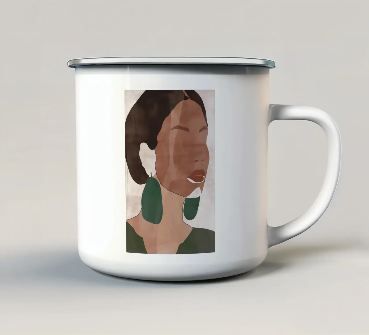 Donna afro senza occhi tazza in smalto da Carinaprint