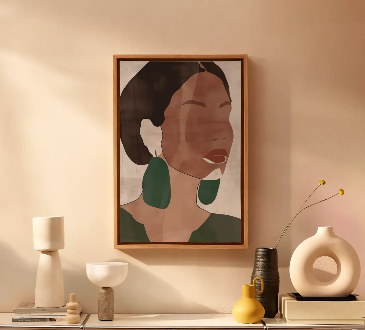 Afro vrouw zonder ogen canvas met Baklijst van Carinaprint