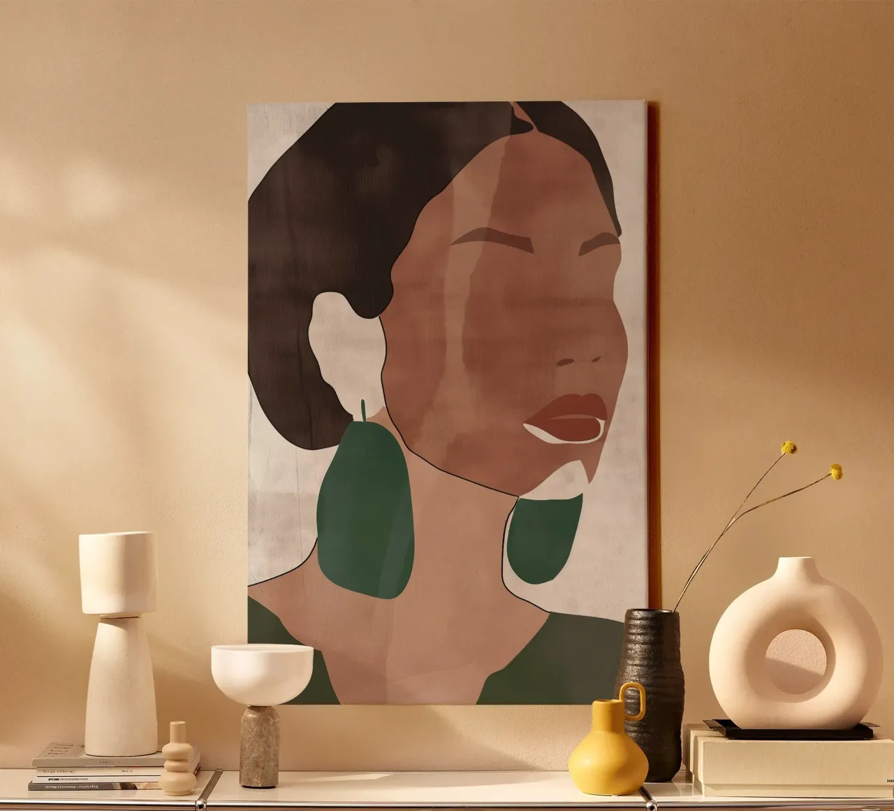 Afro vrouw zonder ogen canvas met Baklijst van Carinaprint