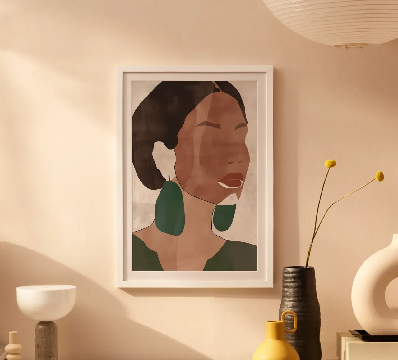 Donna afro senza occhi poster con telaio in plastica da Carinaprint