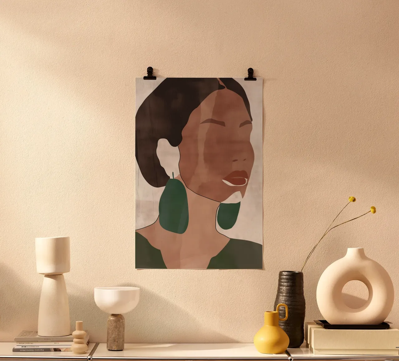 Donna afro senza occhi poster con telaio in plastica da Carinaprint