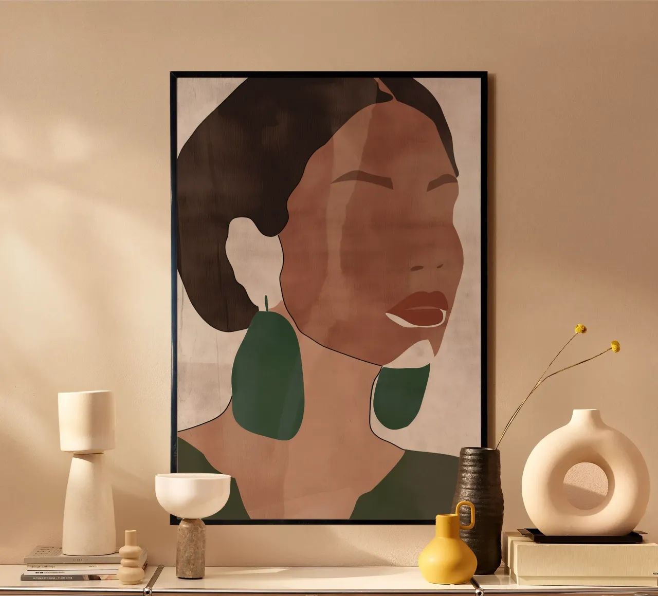 Donna afro senza occhi poster con telaio in plastica da Carinaprint