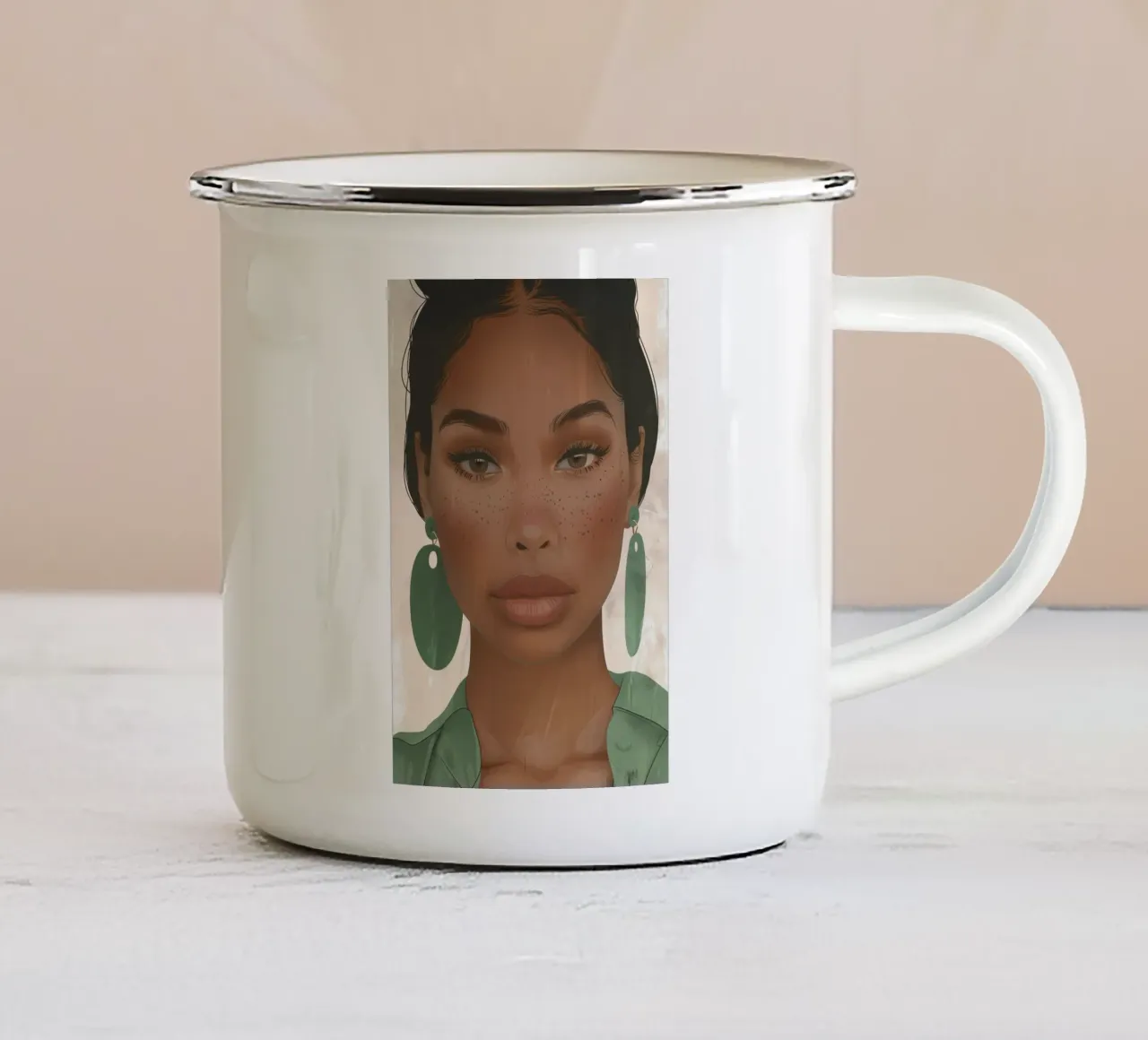 Eleganza afro moderna tazza in smalto da Carinaprint