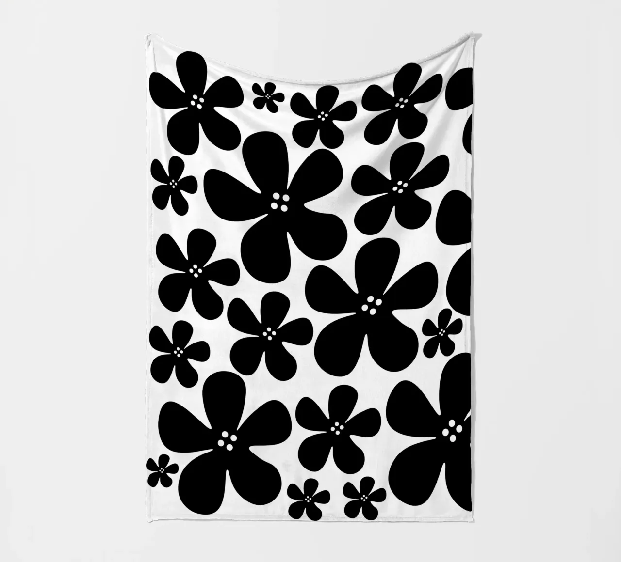 Black flowers pattern coperta in pile da baobabprintstore