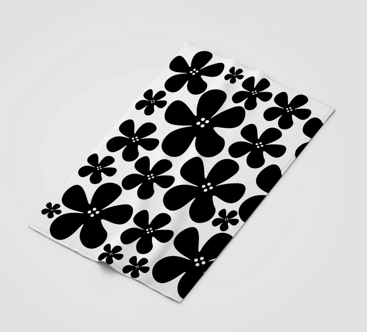 Black flowers pattern coperta in pile da baobabprintstore