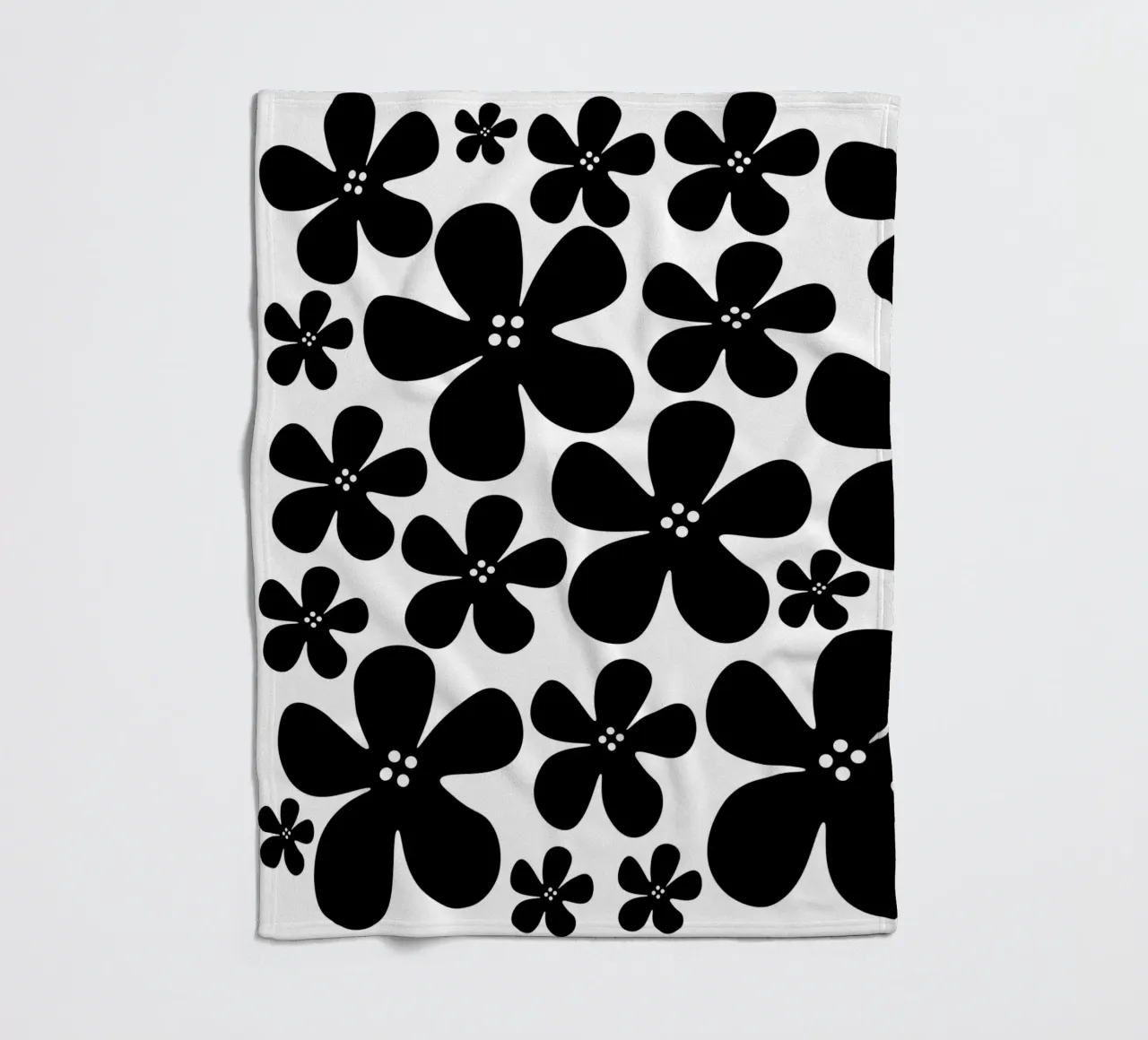 Black flowers pattern coperta in pile da baobabprintstore