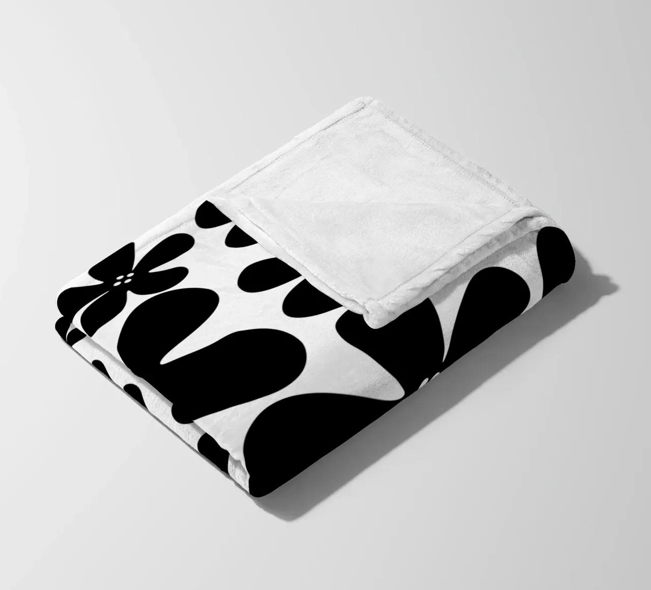 Black flowers pattern coperta in pile da baobabprintstore