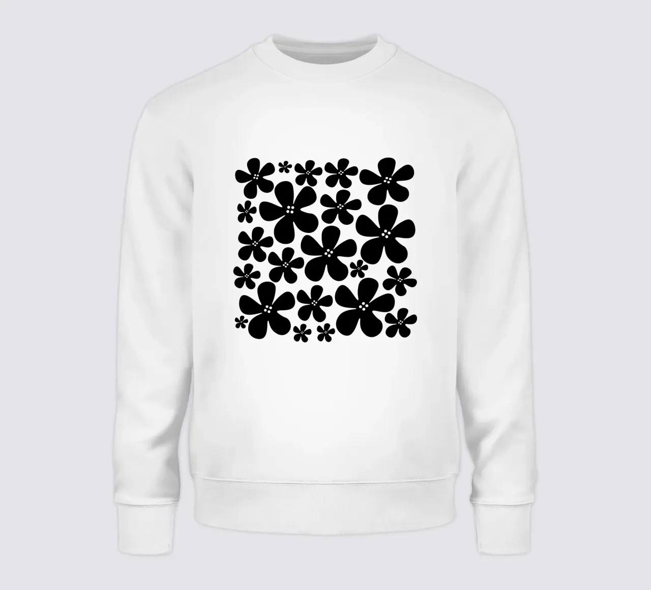 Black flowers pattern felpa da baobabprintstore