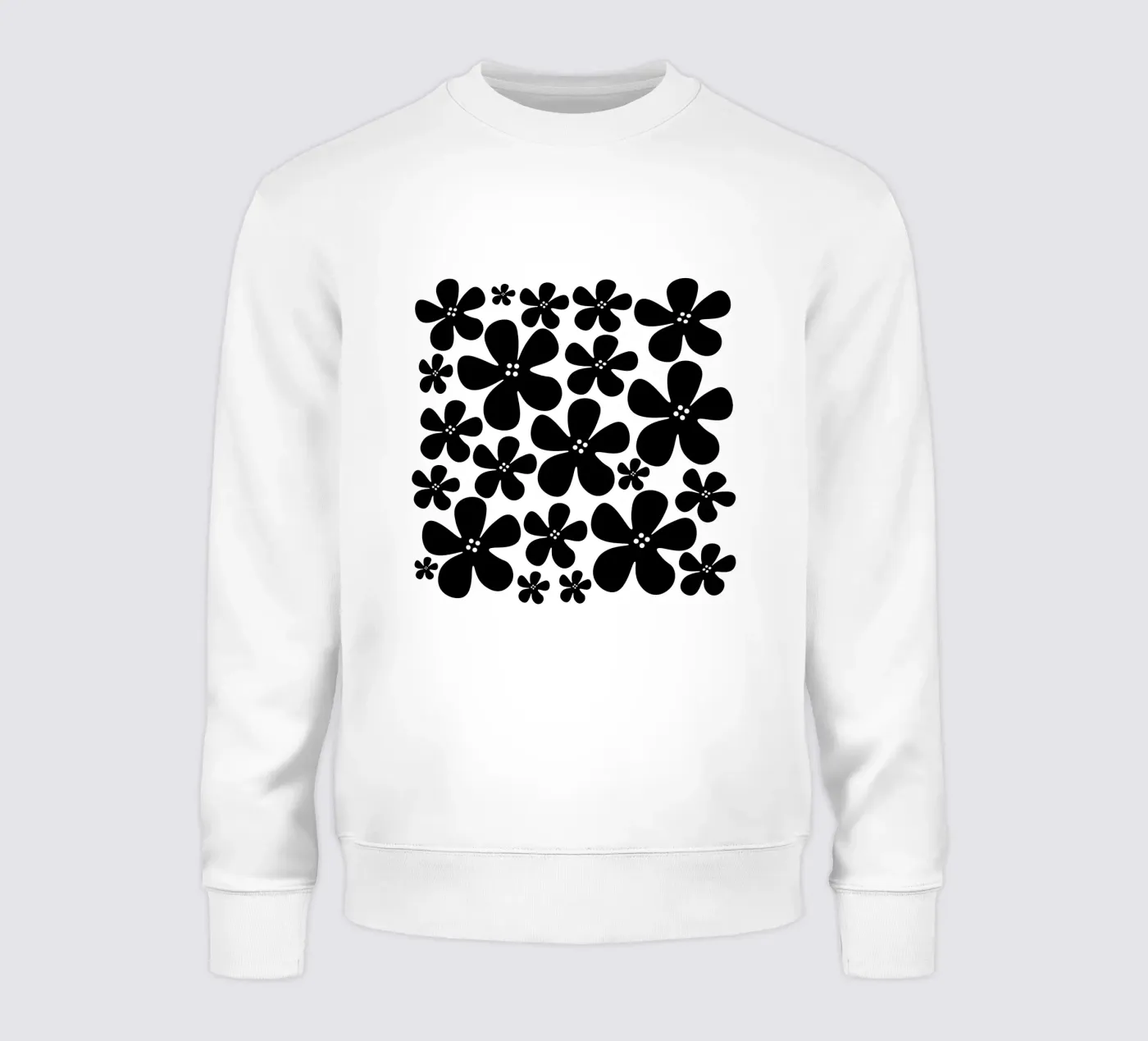 Black flowers pattern felpa da baobabprintstore