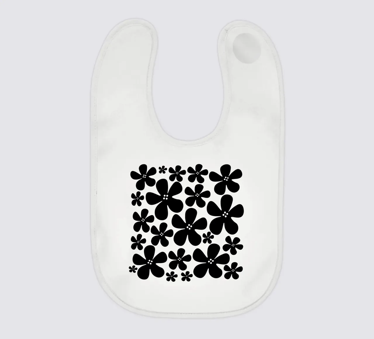 Black flowers pattern bavaglino da baobabprintstore