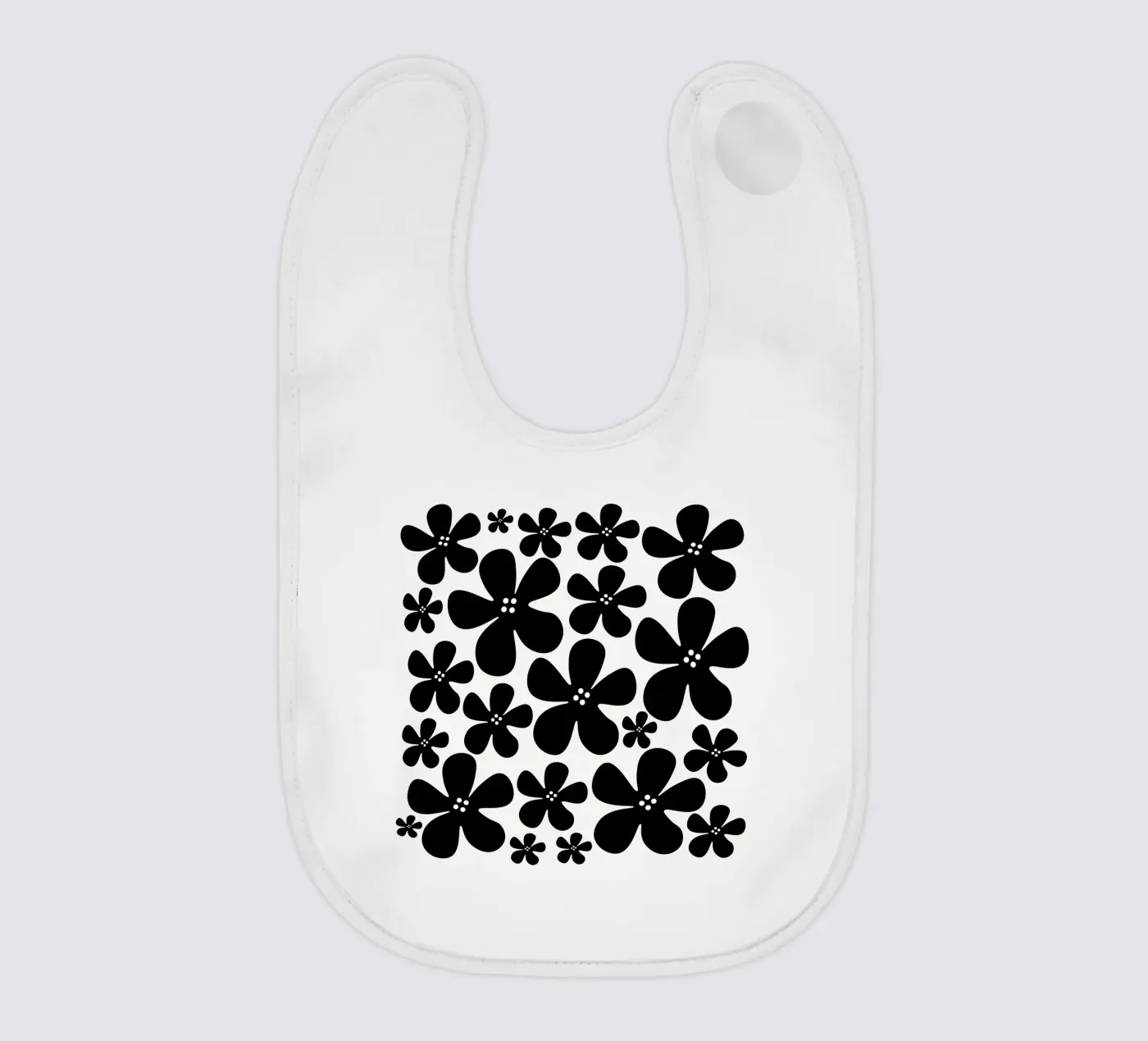 Black flowers pattern Babylätzchen von baobabprintstore