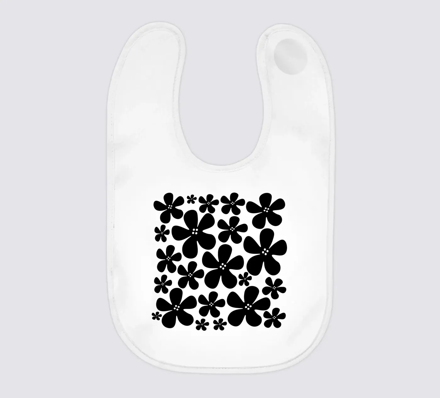 Black flowers pattern Babylätzchen von baobabprintstore