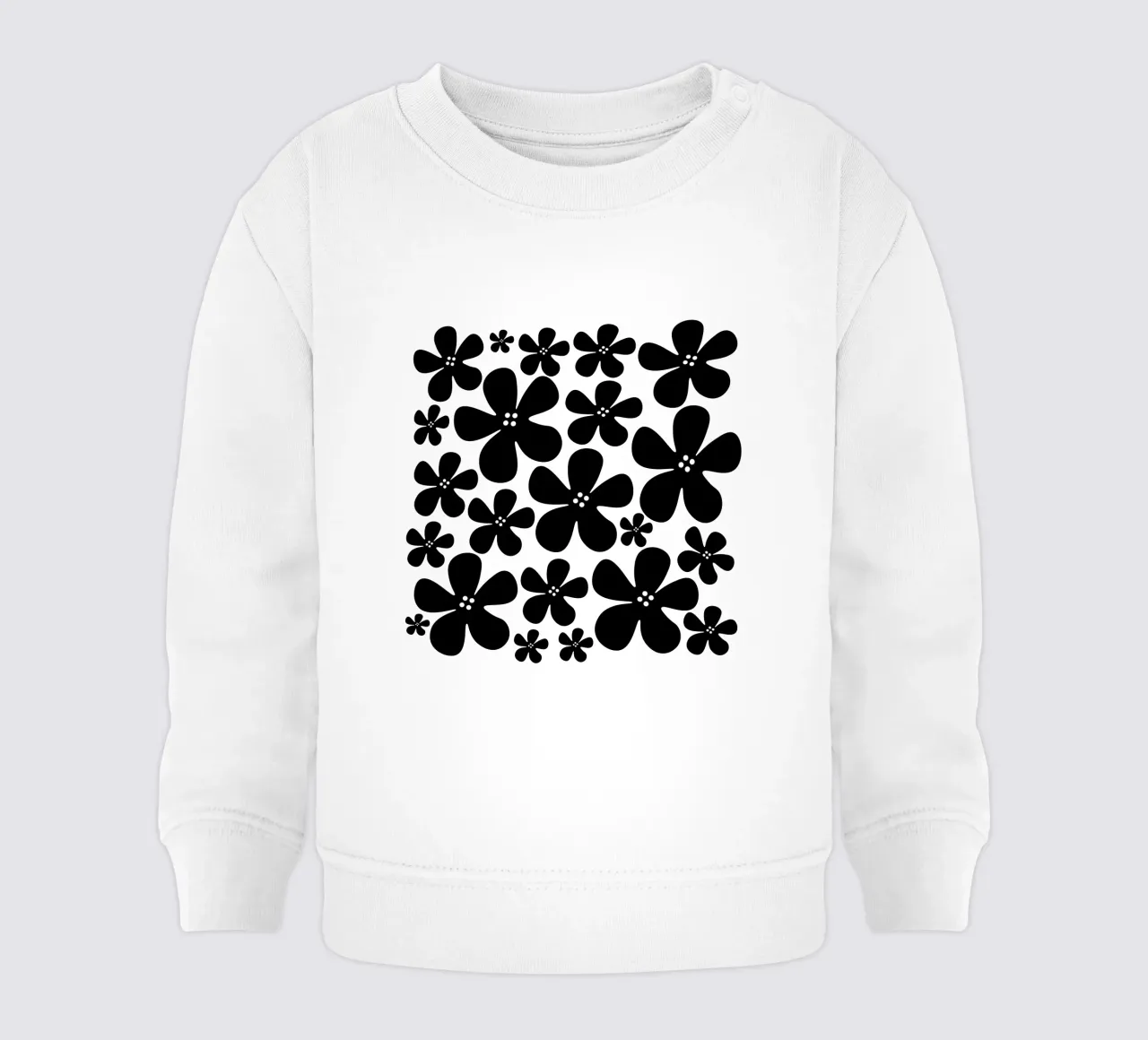 Black flowers pattern felpa neonato da baobabprintstore