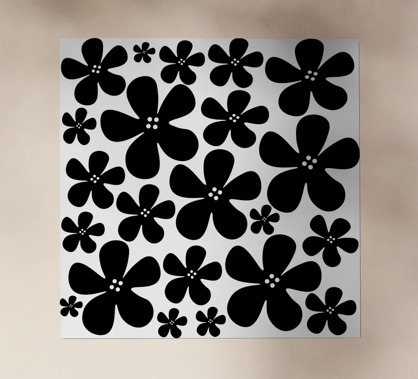Black flowers pattern pellicola backlit da baobabprintstore