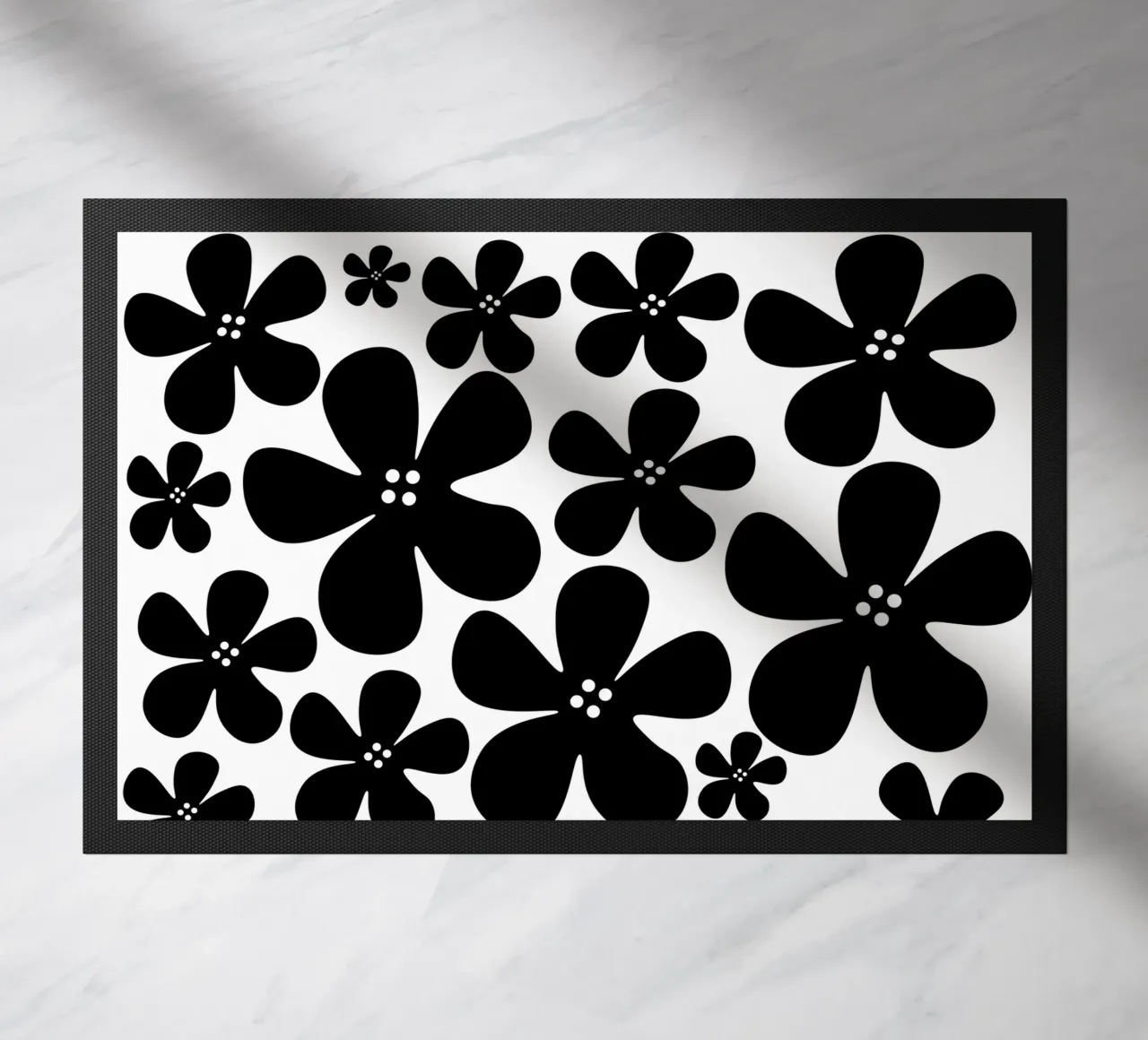 Black flowers pattern zerbino da baobabprintstore