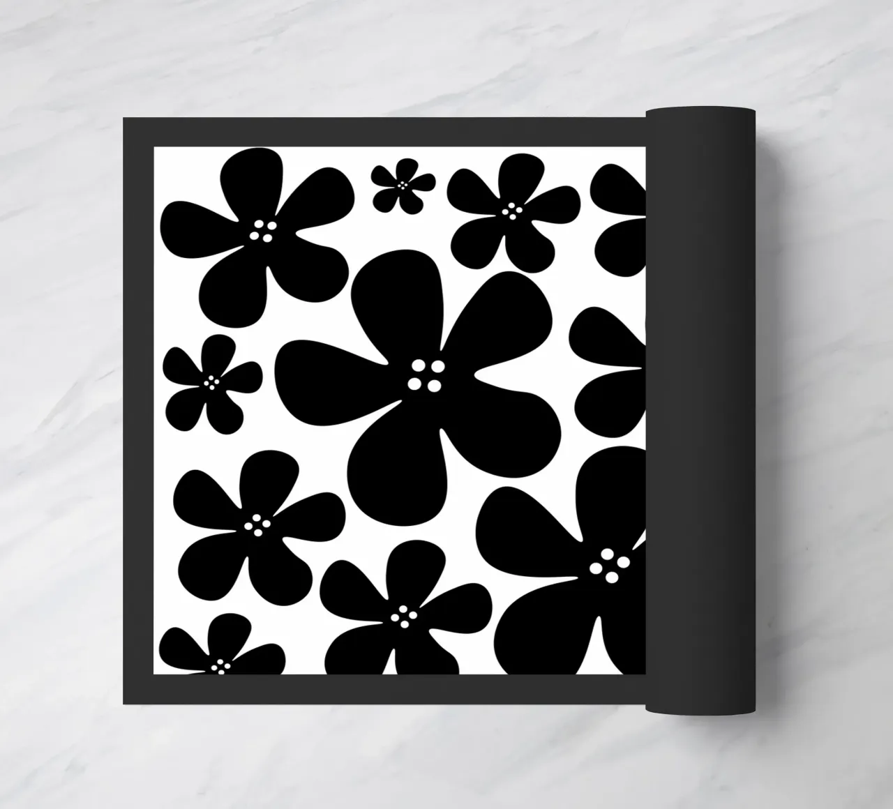 Black flowers pattern zerbino da baobabprintstore