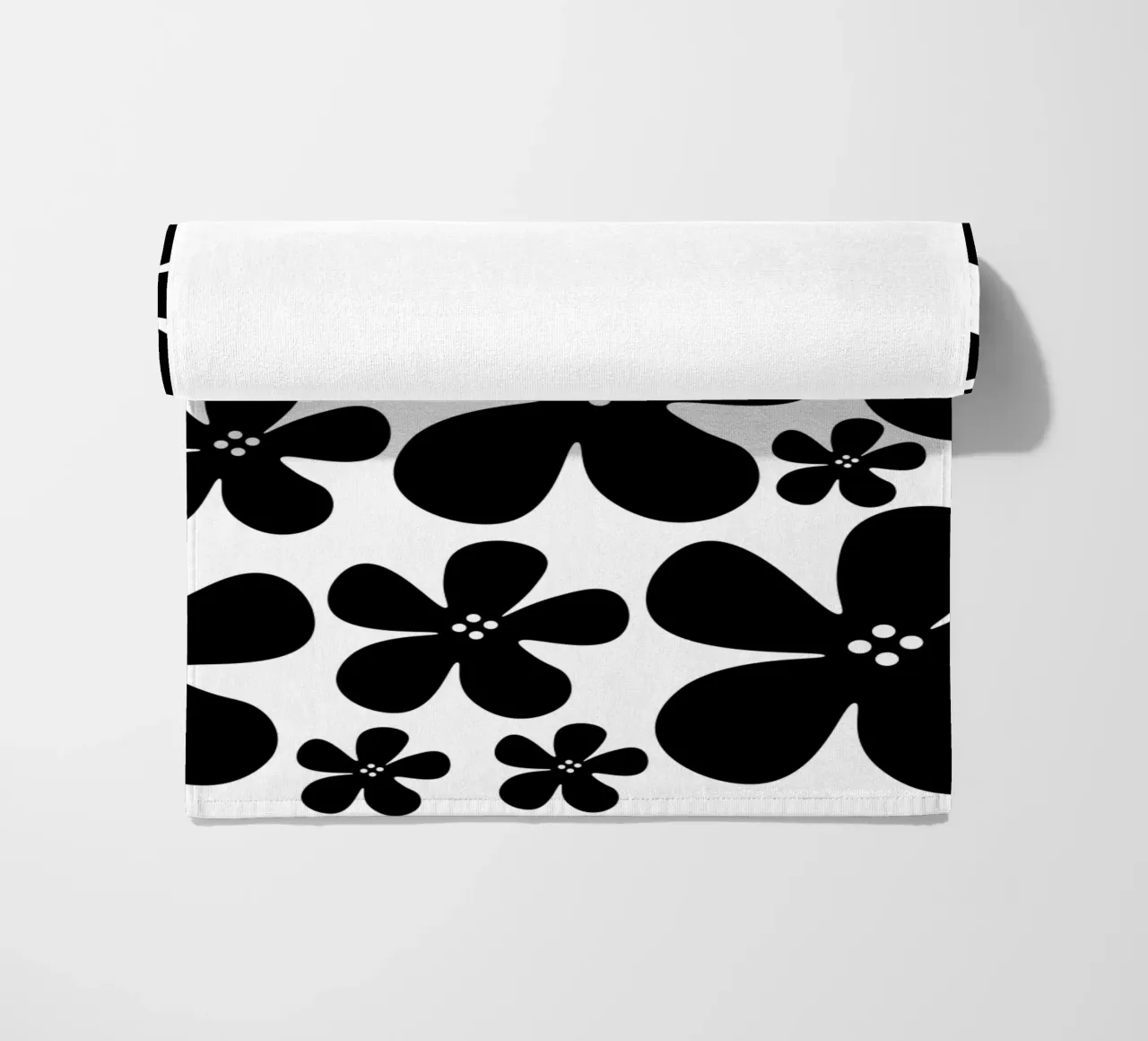 Black flowers pattern product.type.towel-beach common.byCreator baobabprintstore