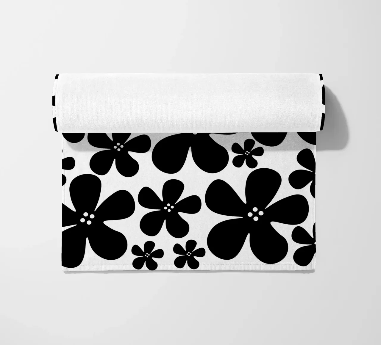 Black flowers pattern product.type.towel-beach common.byCreator baobabprintstore