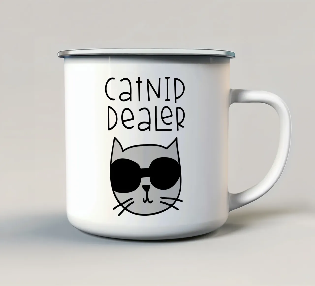 gatto divertente design artistico tazza in smalto da ririedis