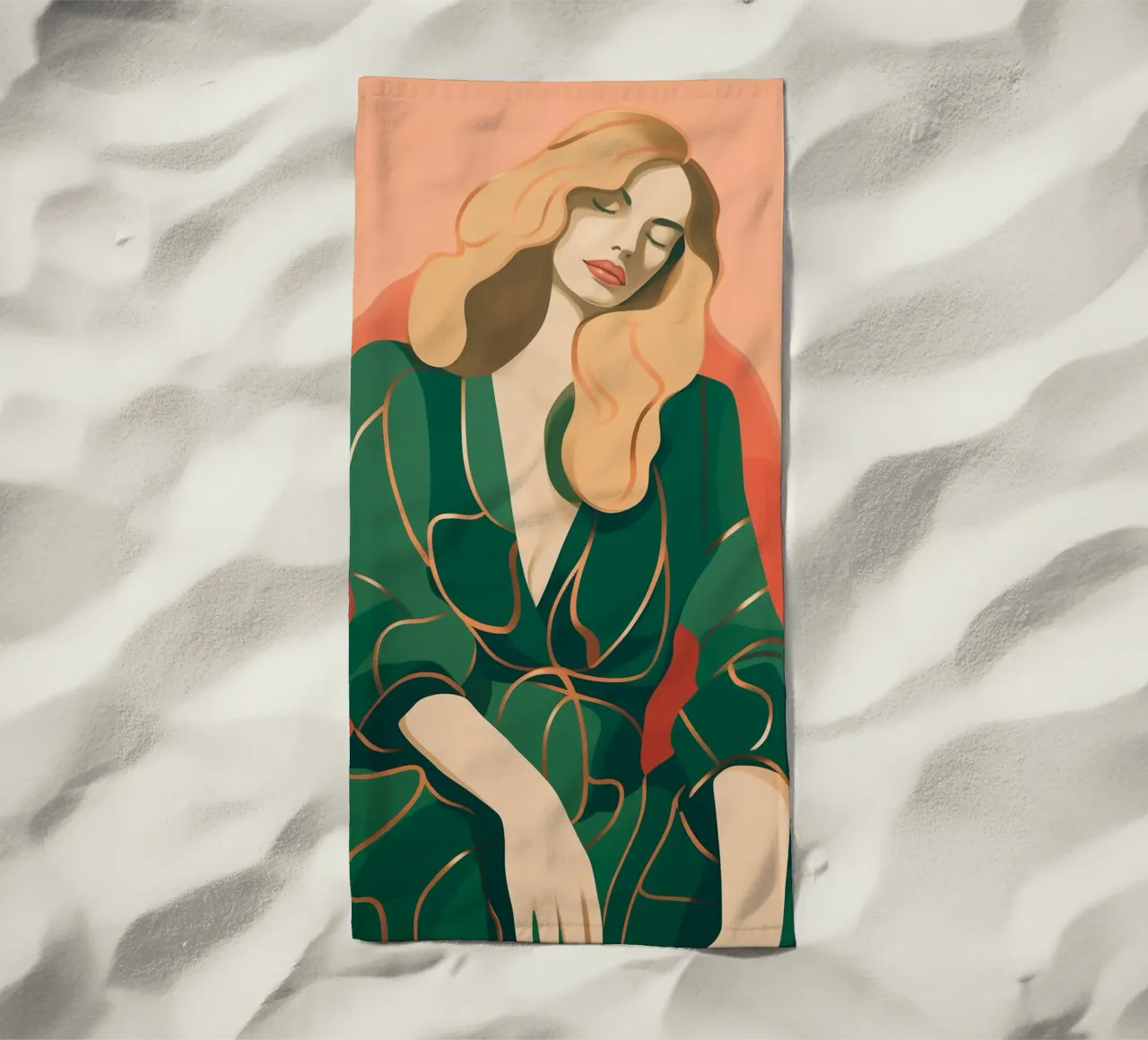 Feminine rest break beach towel by Carinaprint