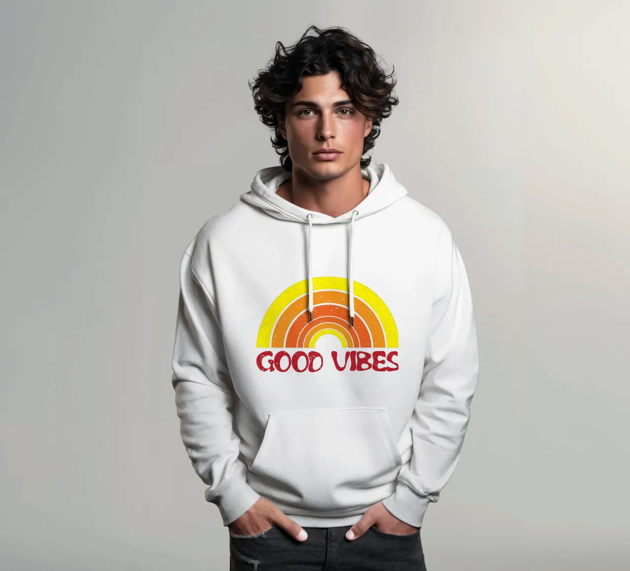 good vibes art design felpa con cappuccio da ririedis