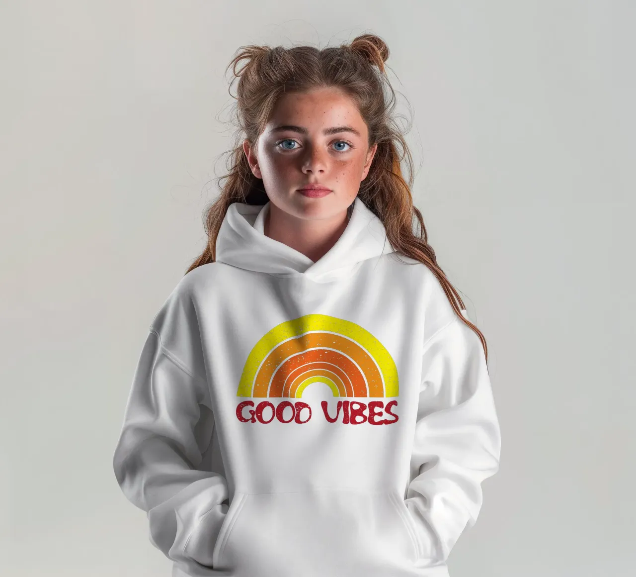 good vibes art design felpa bambino con cappuccio da ririedis