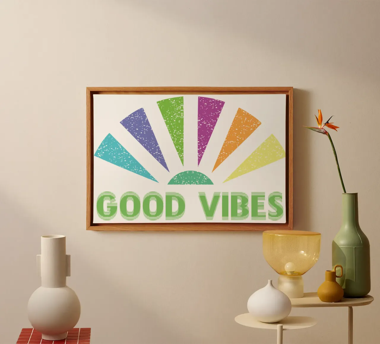 goodvibes kunst ontwerp canvas met Baklijst van ririedis