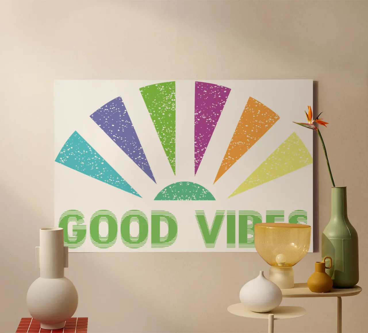 goodvibes kunst ontwerp canvas met Baklijst van ririedis