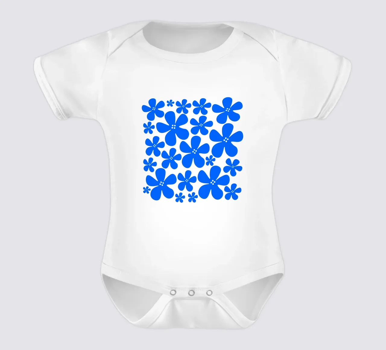 Blue flowers pattern body neonato maniche corte da baobabprintstore