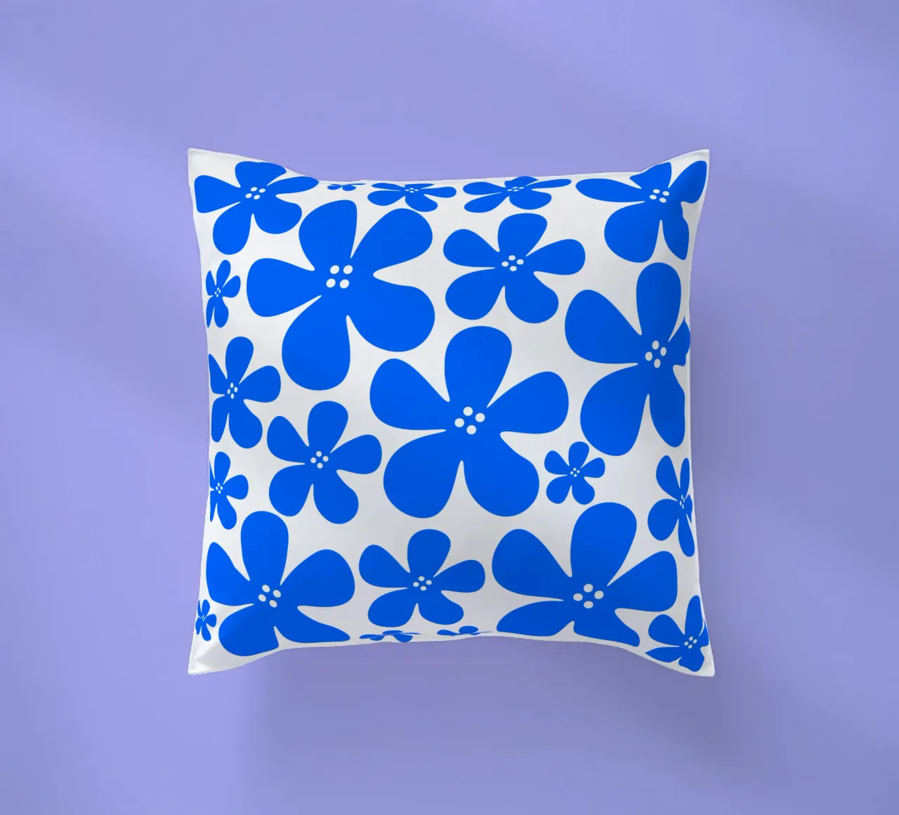 Blue flowers pattern cuscino da baobabprintstore