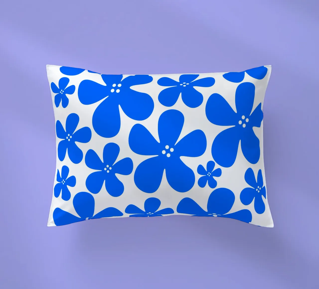 Blue flowers pattern cuscino da baobabprintstore