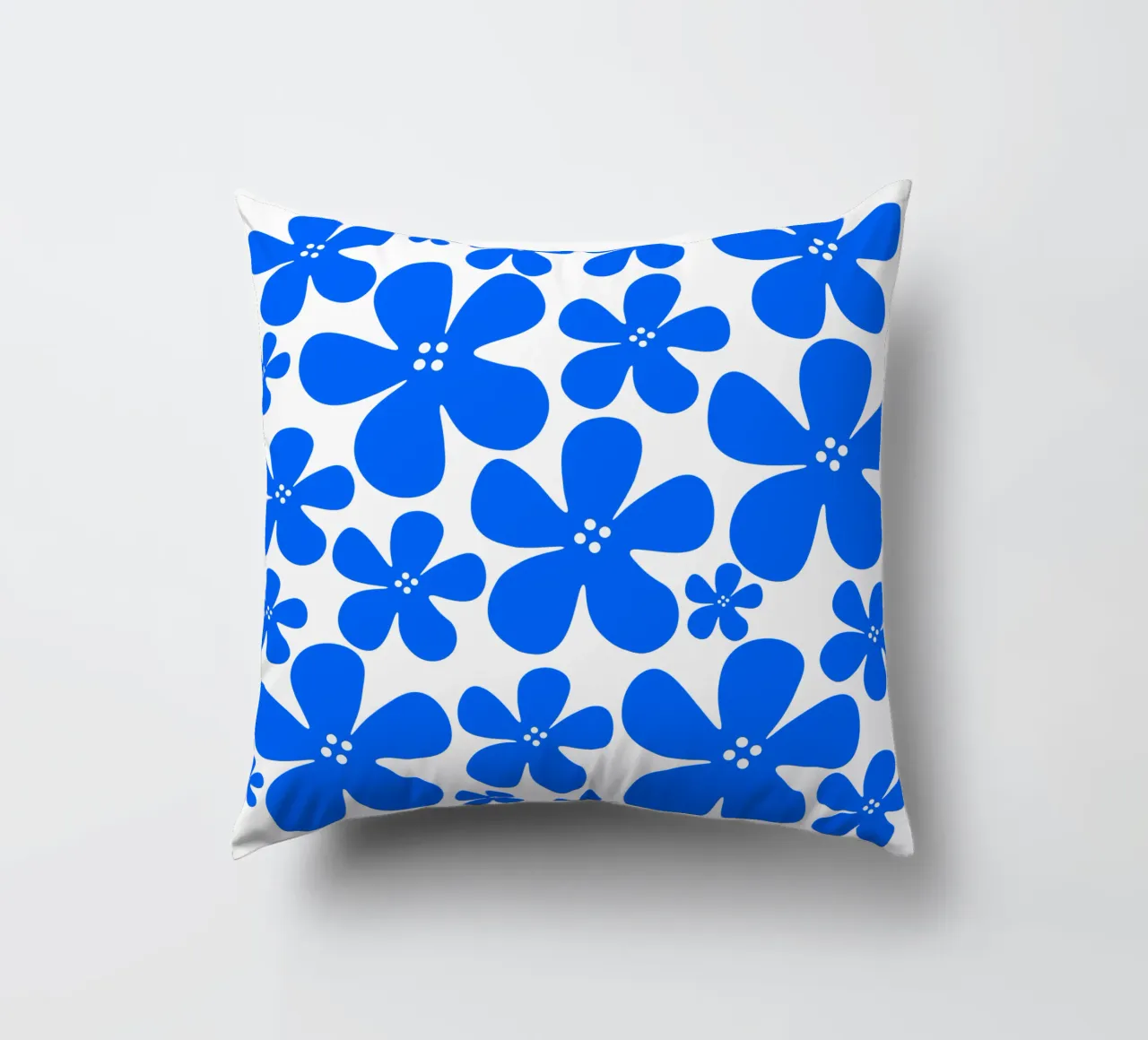 Blue flowers pattern cuscino da baobabprintstore