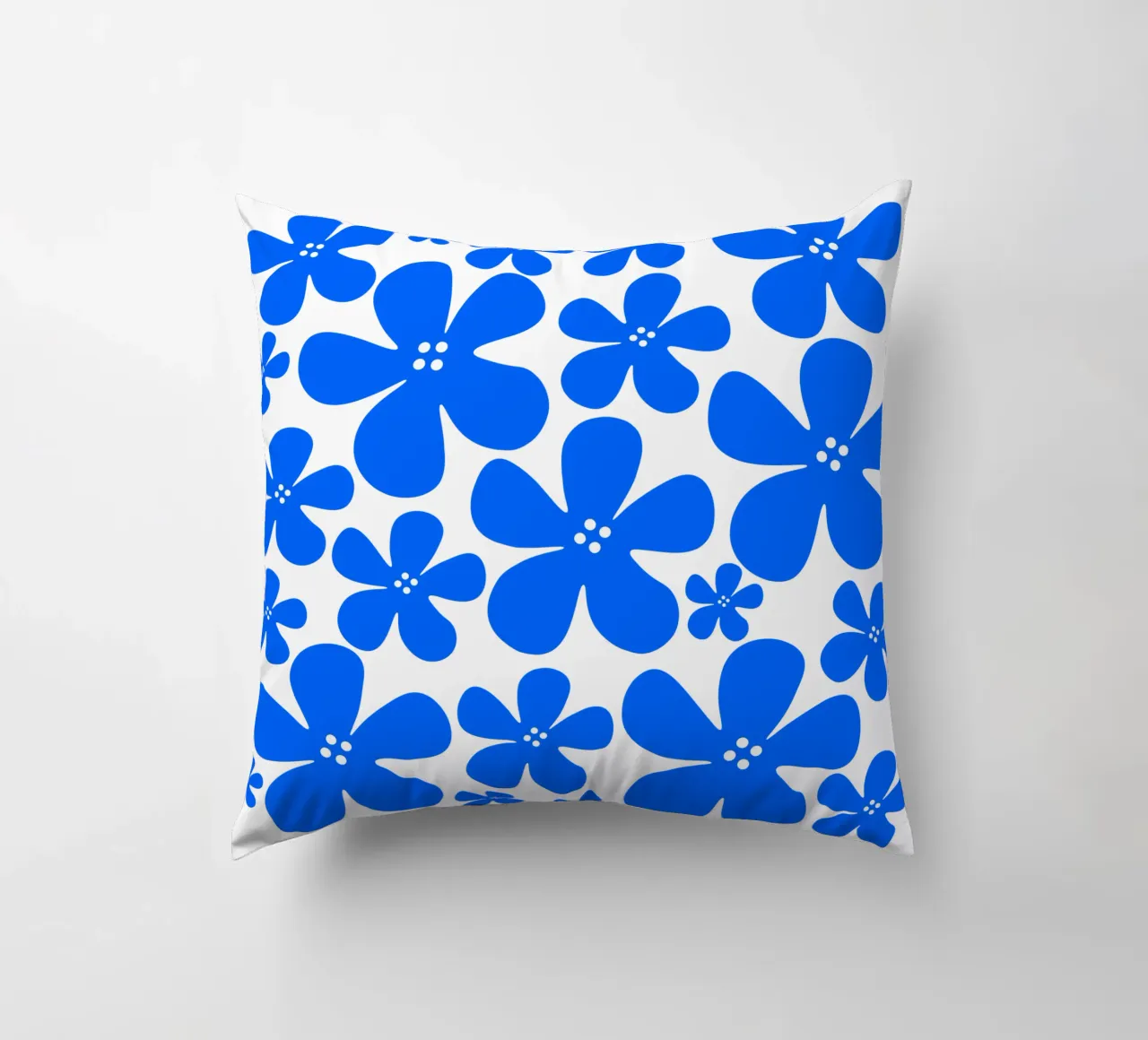Blue flowers pattern cuscino da baobabprintstore
