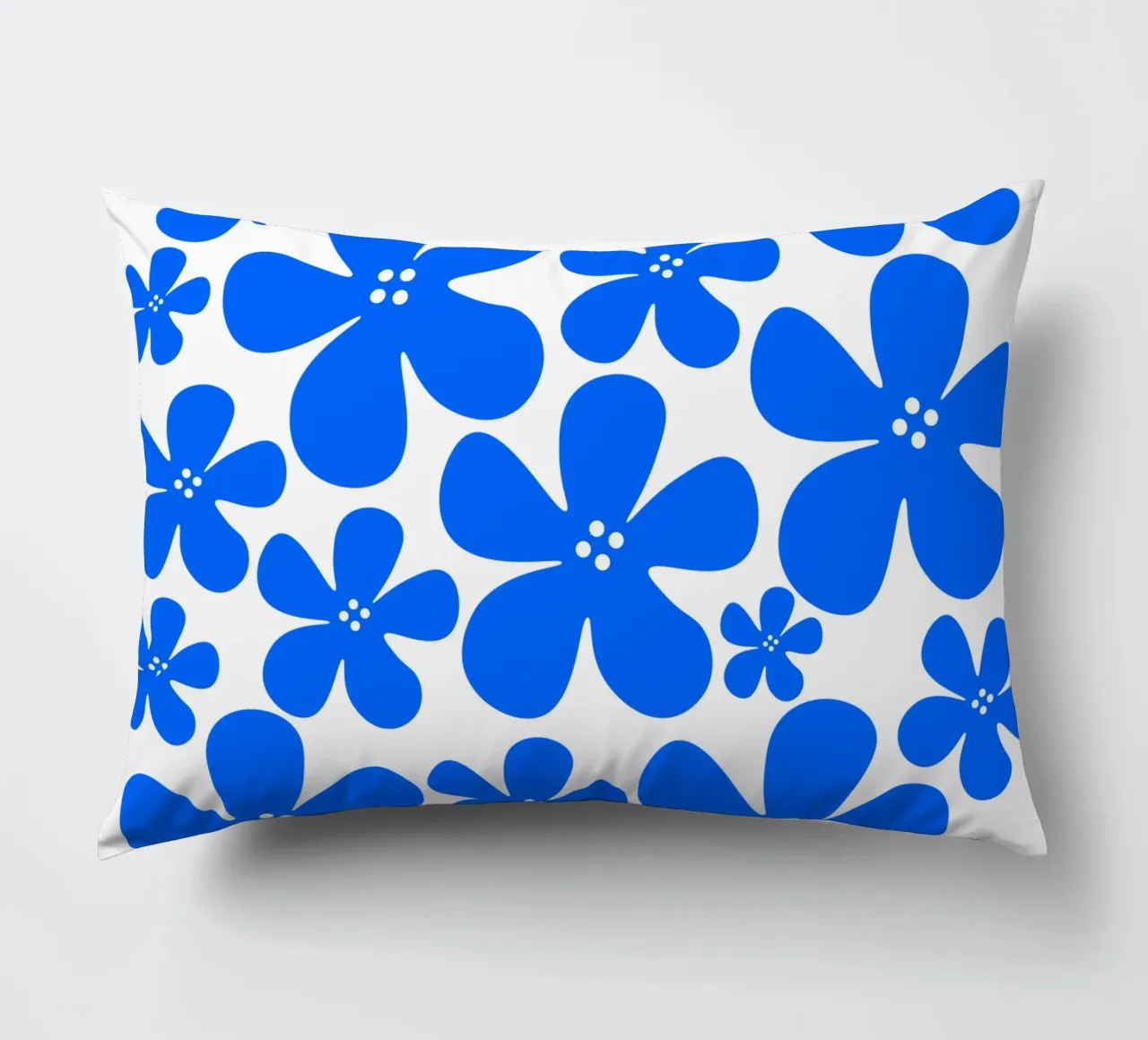 Blue flowers pattern cuscino da baobabprintstore