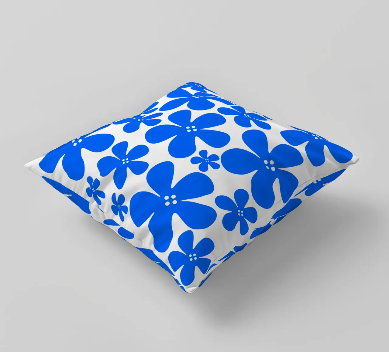 Blue flowers pattern cuscino da baobabprintstore