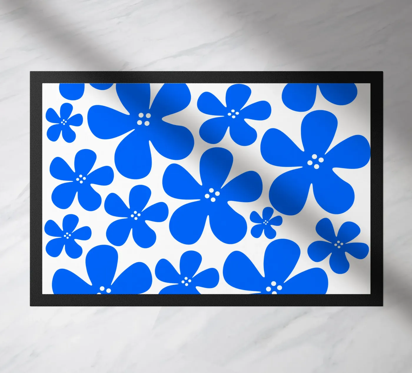 Blue flowers pattern doormat by baobabprintstore