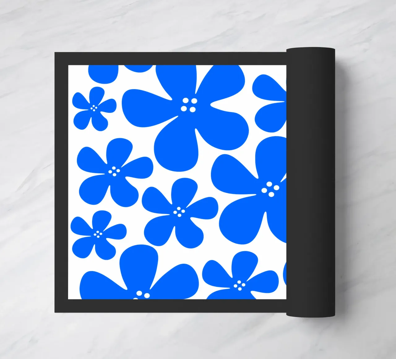 Blue flowers pattern doormat by baobabprintstore