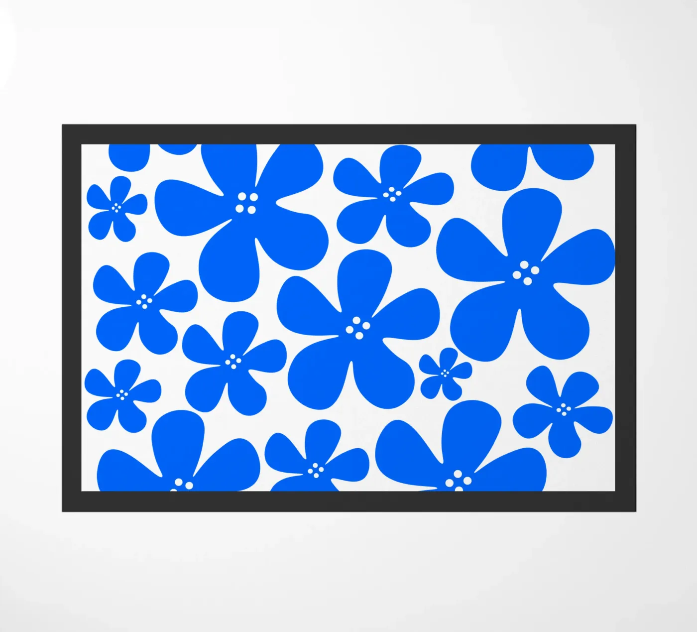 Blue flowers pattern doormat by baobabprintstore