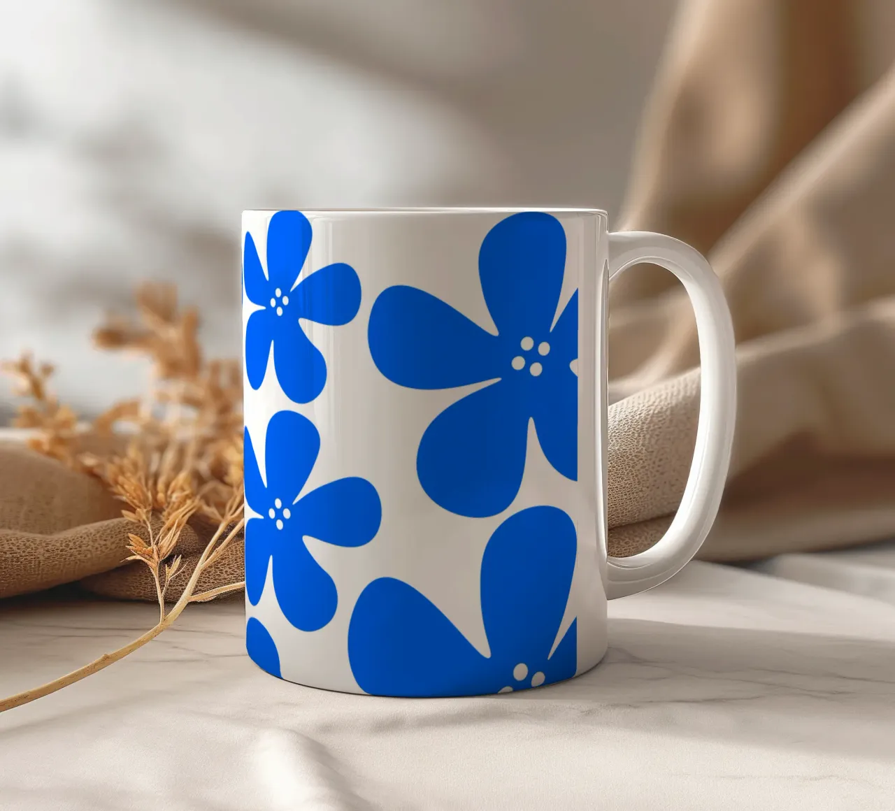 Blue flowers pattern tazza in ceramica da baobabprintstore