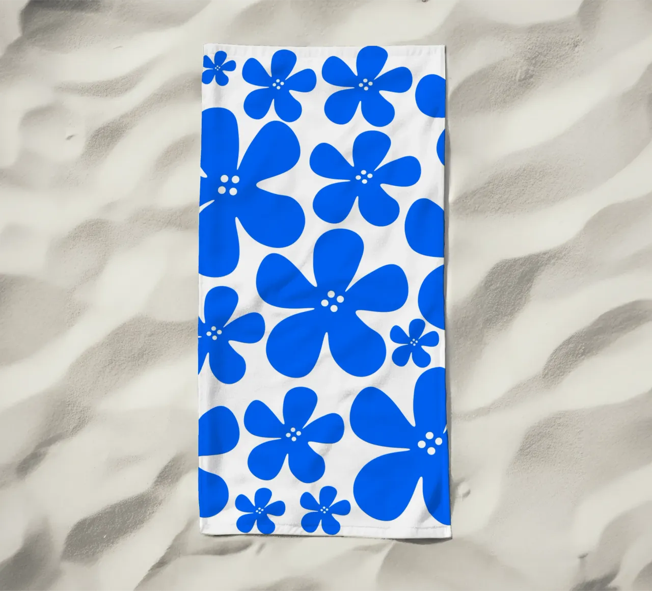 Blue flowers pattern telo mare da baobabprintstore