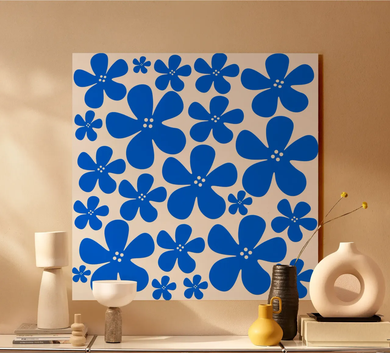 Blue flowers pattern plexiglass da baobabprintstore