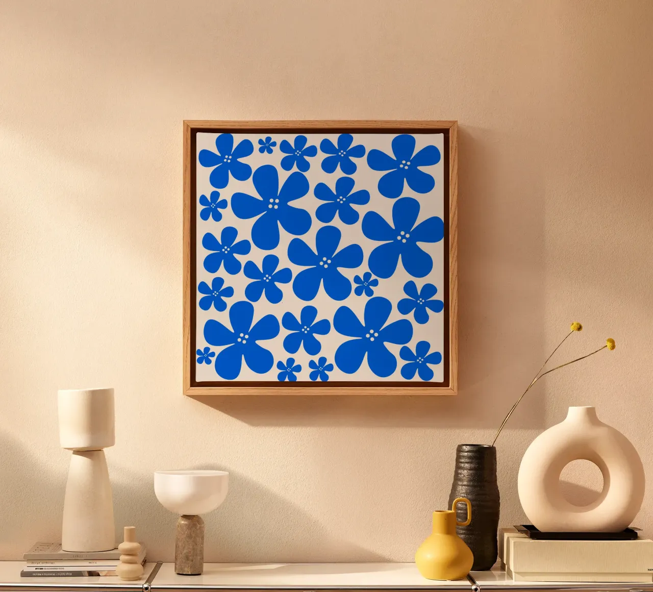 Blue flowers pattern canvas by baobabprintstore